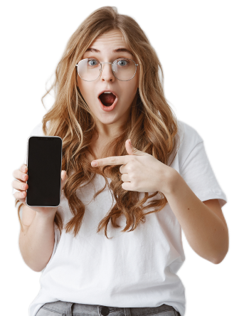 Happy customer viewing Salesforce solution on mobile